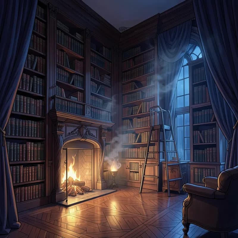 Literary Salon Age Gap Romance interactive story — atmospheric illustration