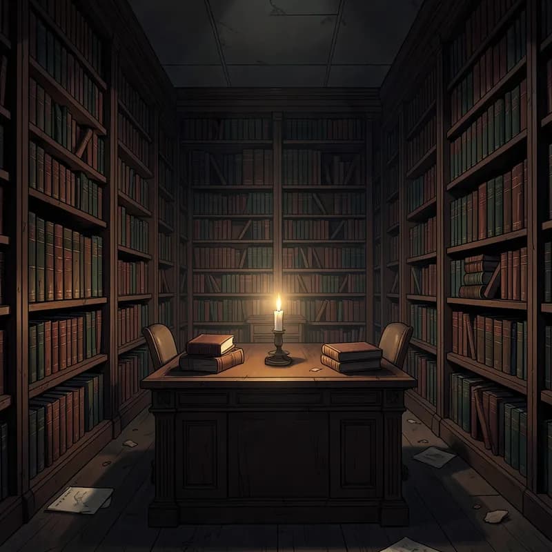 Private Library Age Gap Romance interactive story — atmospheric illustration