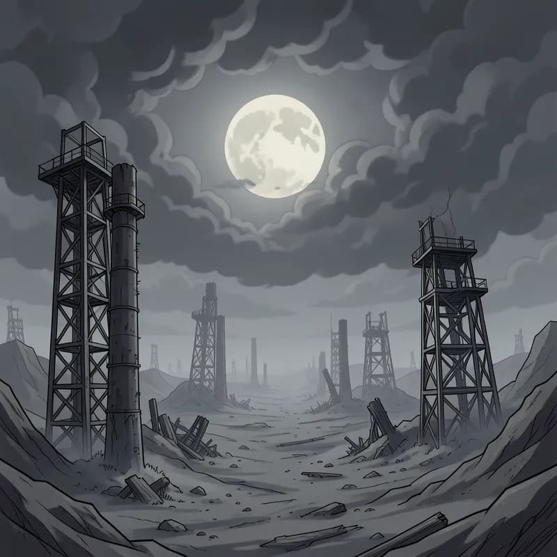 Ash-Covered Landscape Apocalyptic interactive story — atmospheric illustration