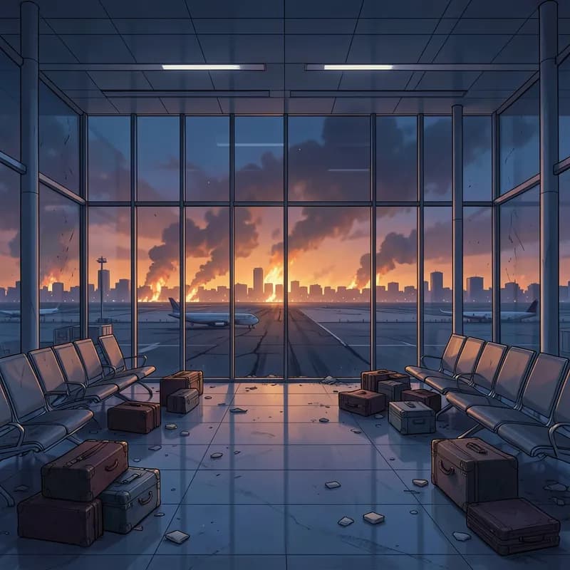 Last Flight Out Apocalyptic interactive story — atmospheric illustration