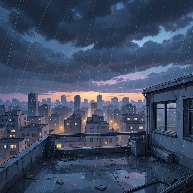 School Rooftop Bully Romance interactive story — atmospheric illustration