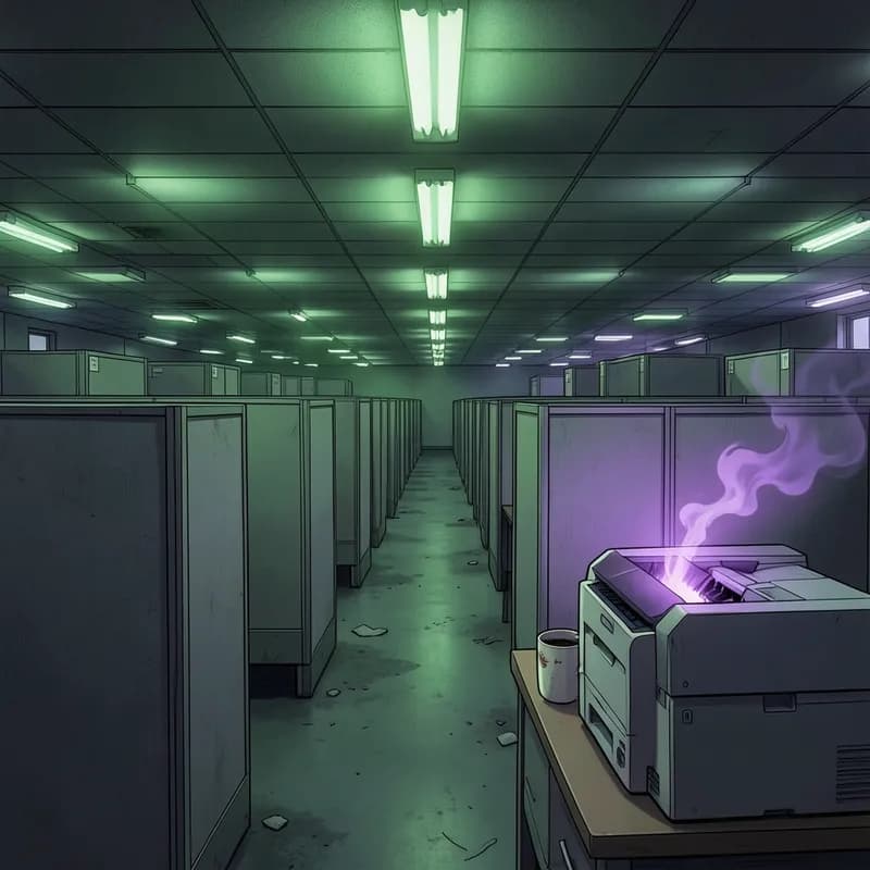 Office Comedy Comedy Adventure interactive story — atmospheric illustration
