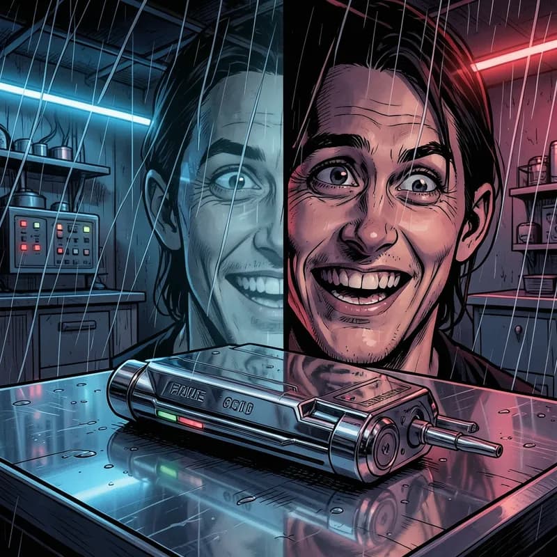 Dr. Jekyll & Mr. Hyde Cyberpunk interactive story — atmospheric illustration