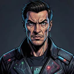 Hideo Tanaka — Cyberpunk character portrait