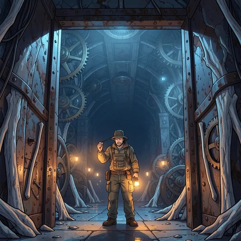 The Solo Delver Dungeon Crawler interactive story — atmospheric illustration