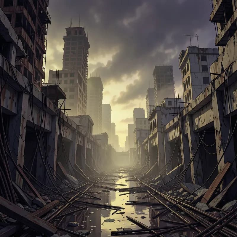 Abandoned Sector Dystopian interactive story — atmospheric illustration