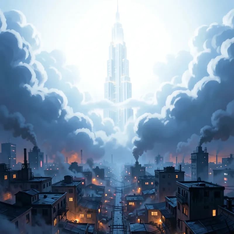 Class Warfare Dystopian interactive story — atmospheric illustration