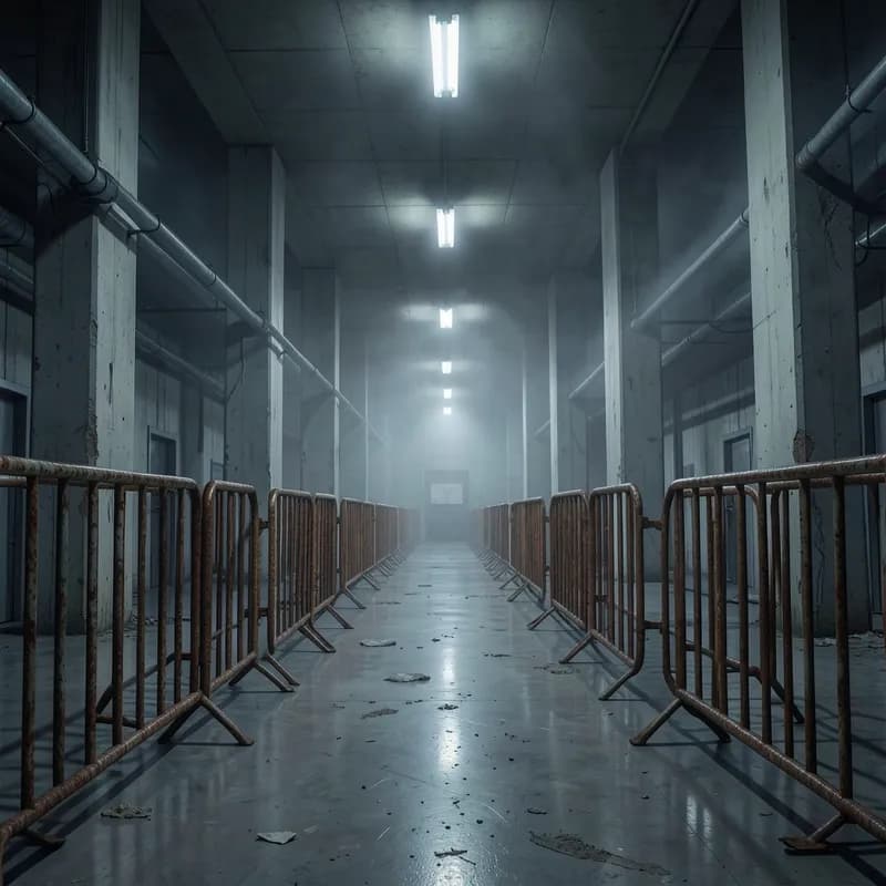 Rationing Center Dystopian interactive story — atmospheric illustration