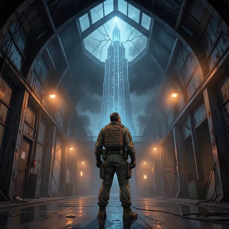 The Underground Leader Dystopian interactive story — atmospheric illustration