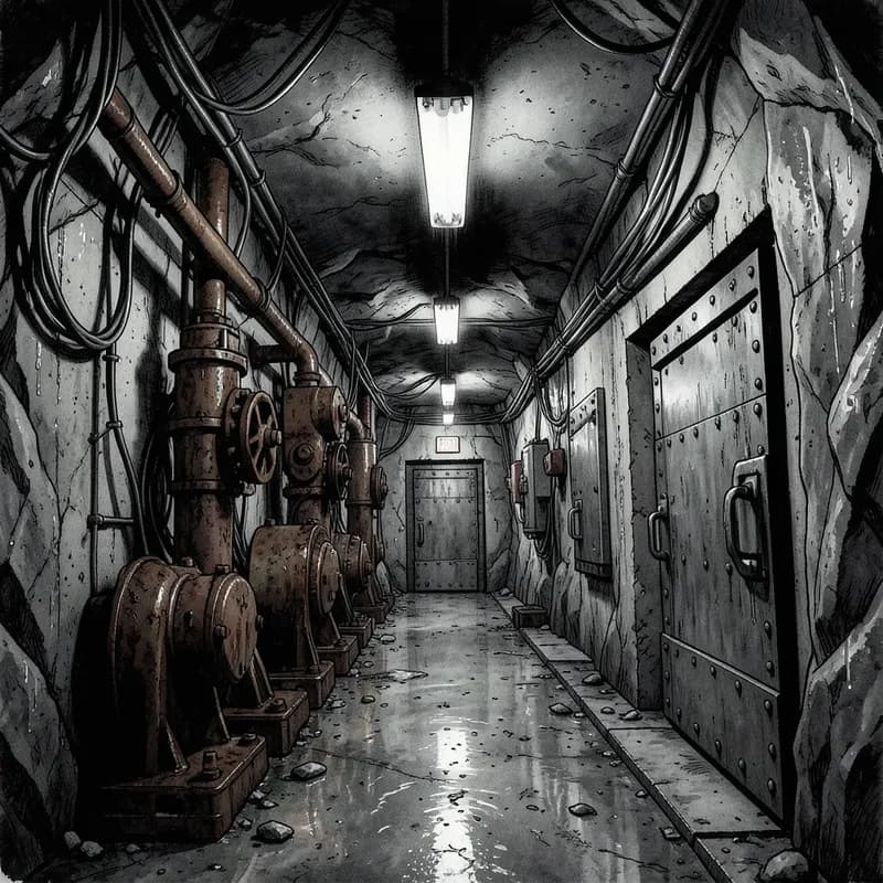 Secret Bunker Espionage interactive story — atmospheric illustration