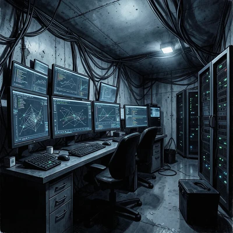 The Analyst Espionage interactive story — atmospheric illustration