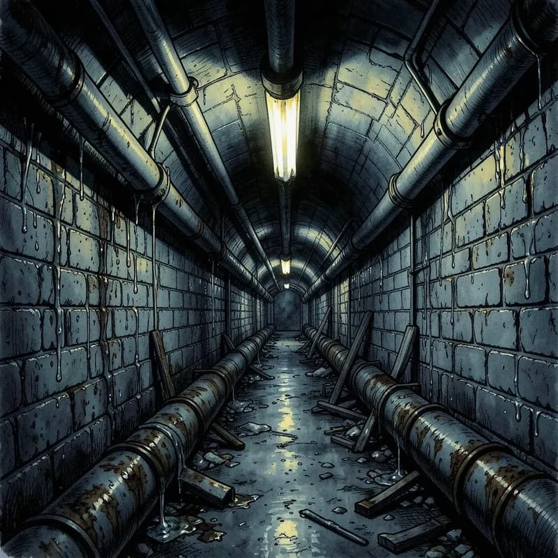 Underground Tunnel Network Espionage interactive story — atmospheric illustration