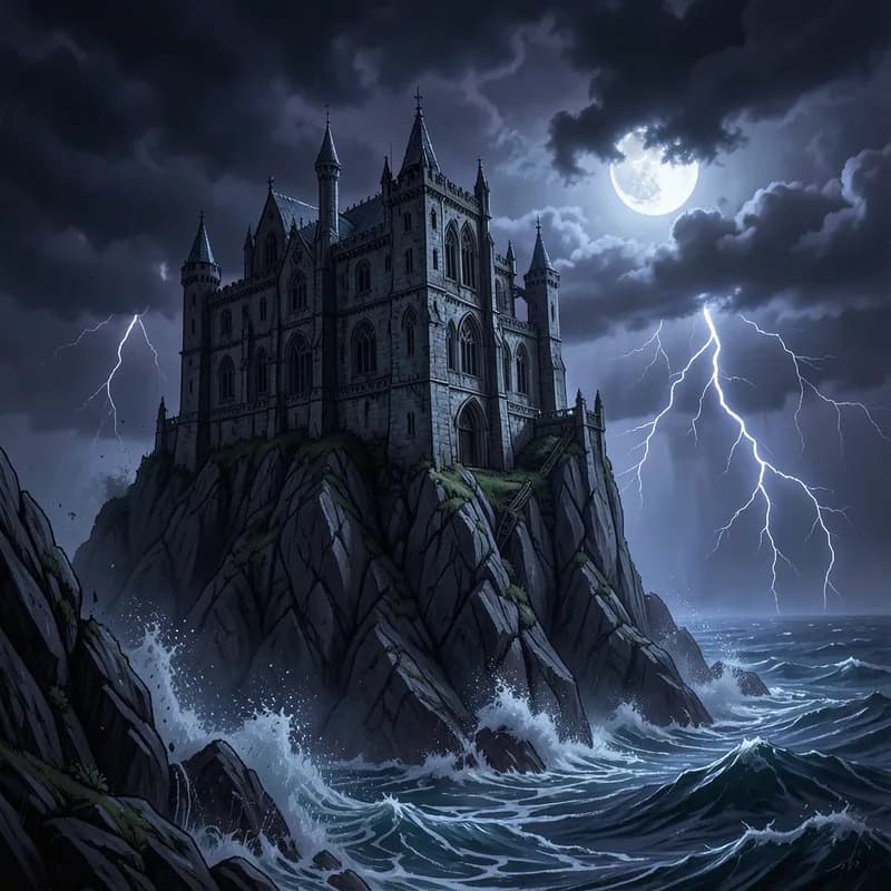 Cliffside Castle Gothic interactive story — atmospheric illustration