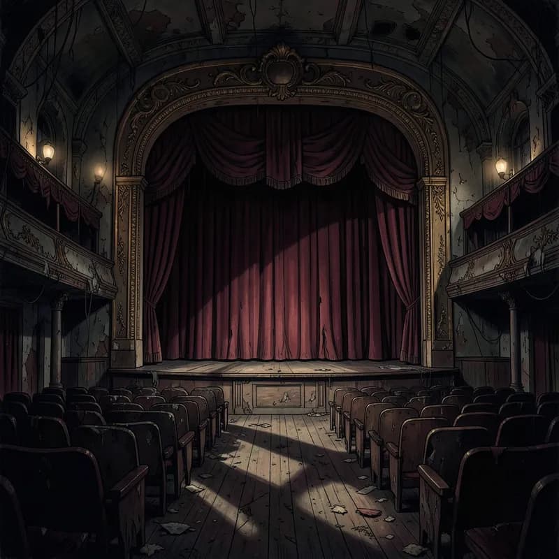 Haunted Theater Gothic interactive story — atmospheric illustration