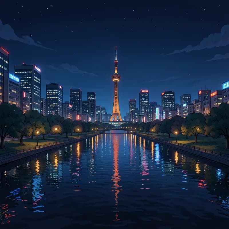 Han River Park K-Drama interactive story — atmospheric illustration