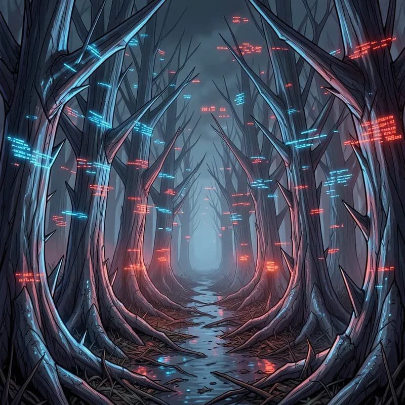 Monster-Infested Forest LitRPG / GameLit interactive story — atmospheric illustration