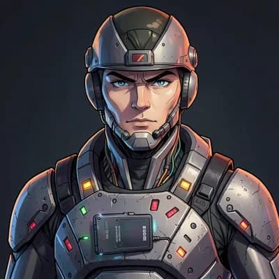 Hideo — Mecha character portrait
