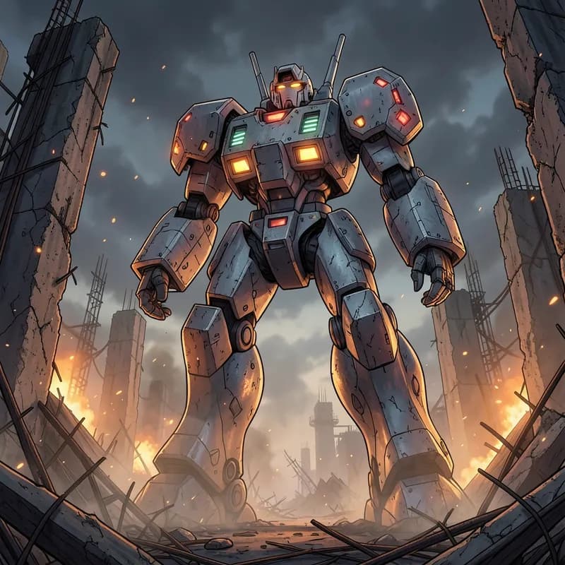 Mech Proving Grounds Mecha interactive story — atmospheric illustration