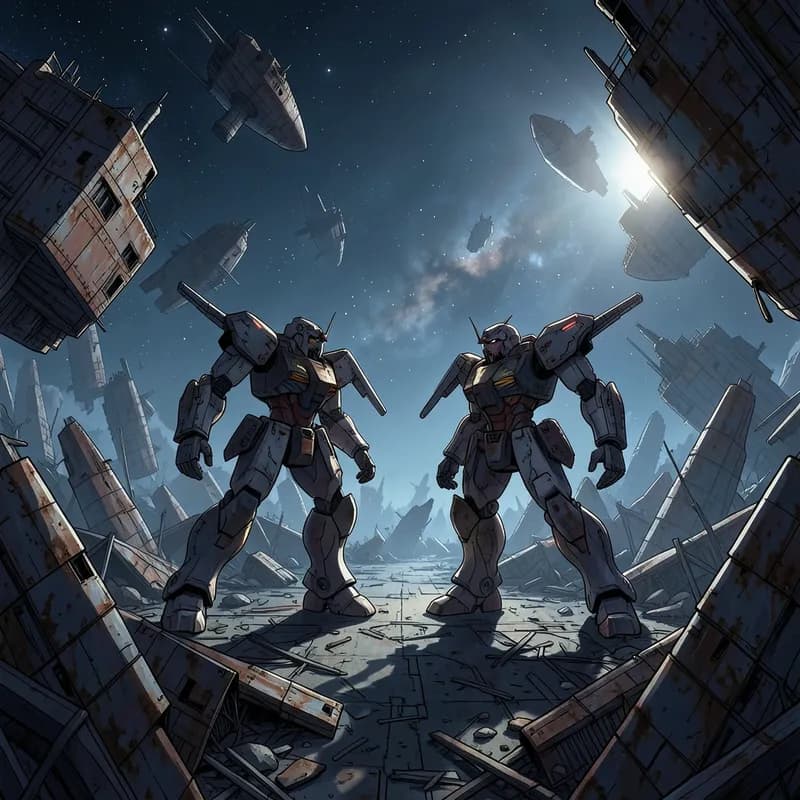 Rival Pilot Mecha interactive story — atmospheric illustration