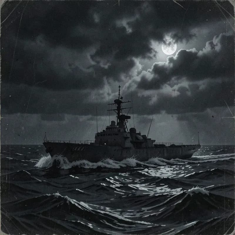 Naval Destroyer Military / War interactive story — atmospheric illustration
