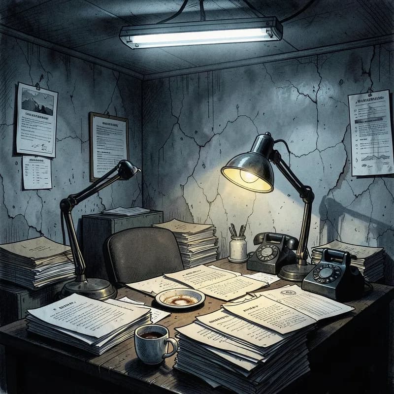 Alibi Cracking Mystery / Detective interactive story — atmospheric illustration