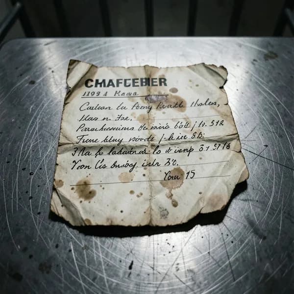 A close-up of a handwritten chauffeur's log resting on a laminate table under harsh light.