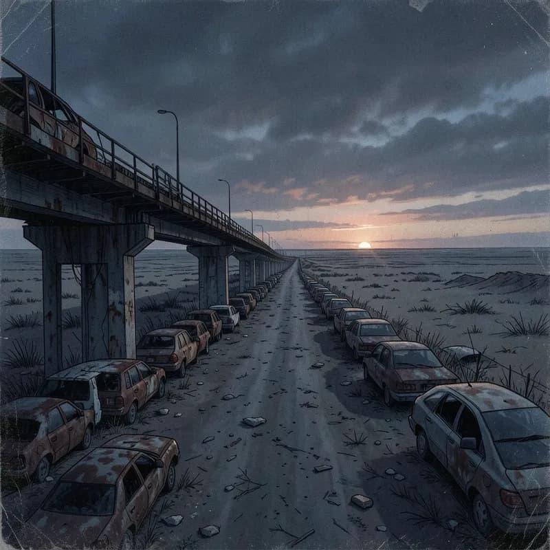 Electromagnetic Pulse Post-Apocalyptic interactive story — atmospheric illustration