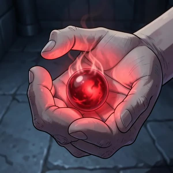 A close-up of a trembling hand holding a glowing, illicit spirit-pill.
