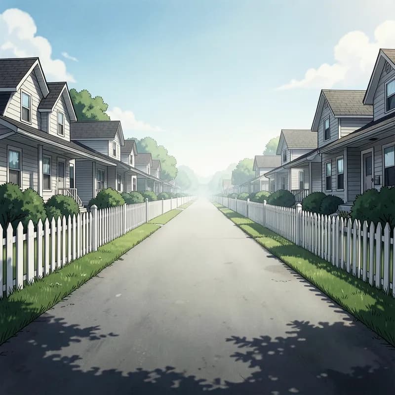 Small Town Facade Psychological Thriller interactive story — atmospheric illustration