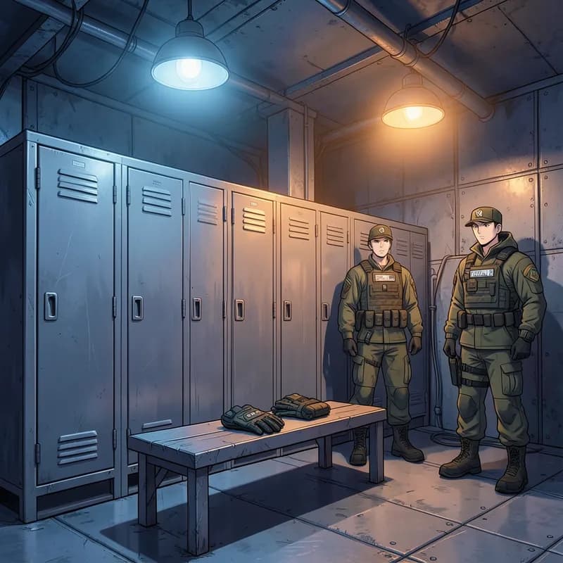 Military Squad Base Reverse Harem interactive story — atmospheric illustration