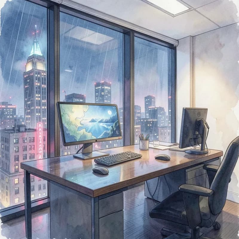 Workplace Romance Romance interactive story — atmospheric illustration