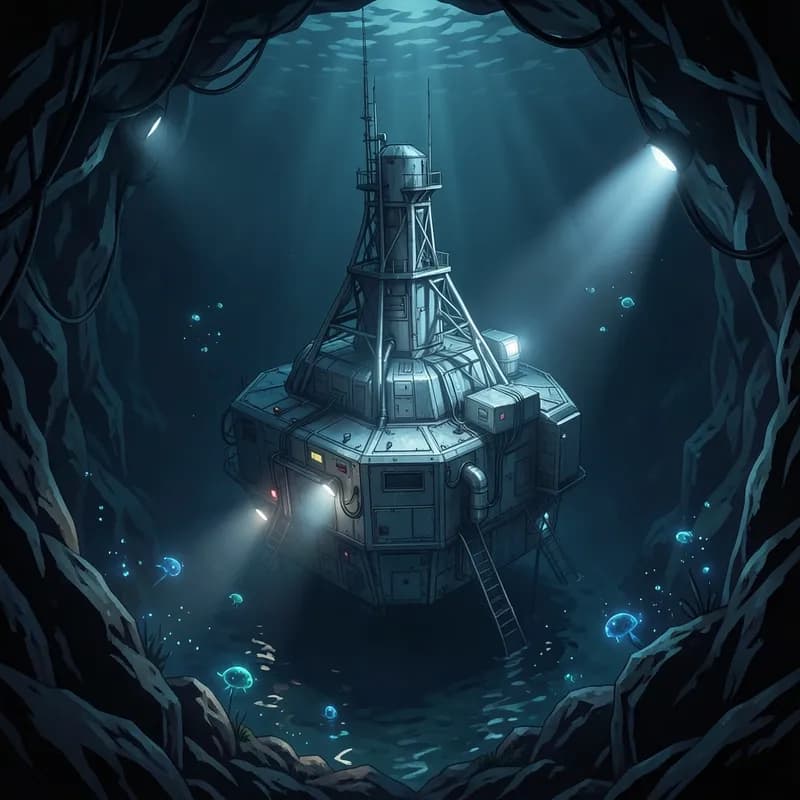 Deep Sea Research Base Sci-Fi interactive story — atmospheric illustration