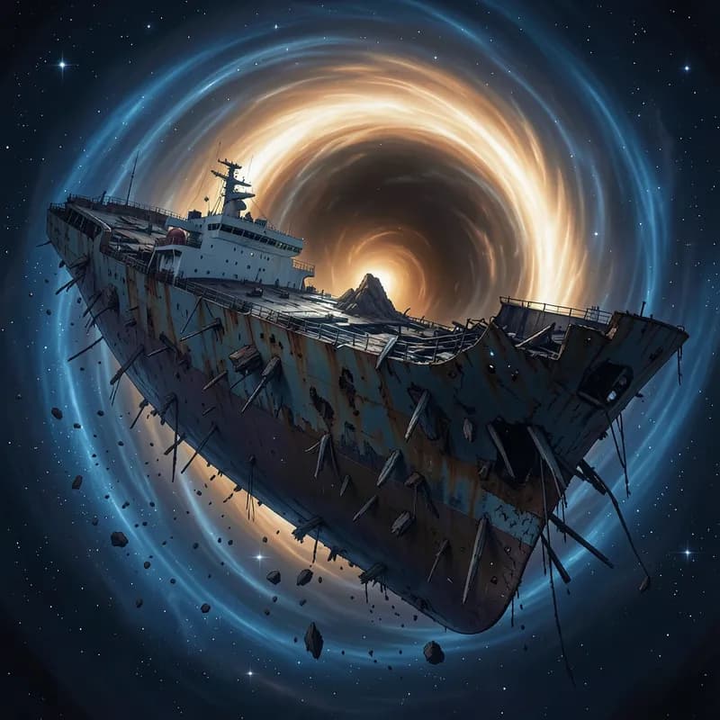 Derelict Spacecraft Sci-Fi interactive story — atmospheric illustration