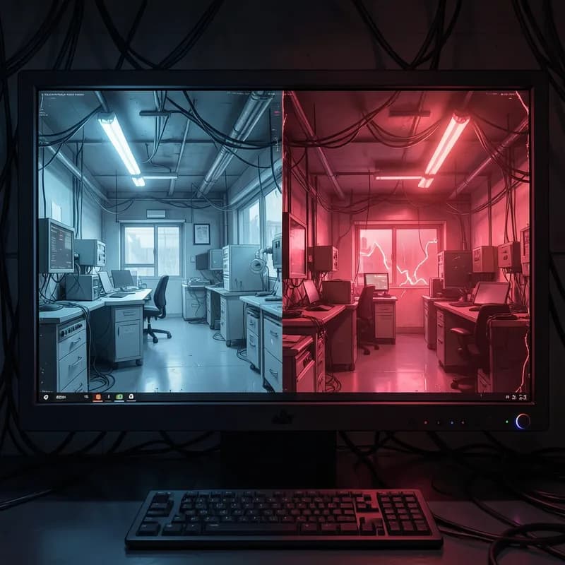 Parallel Universe Sci-Fi interactive story — atmospheric illustration