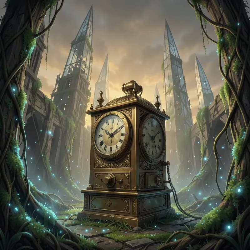 The Time Traveller Sci-Fi interactive story — atmospheric illustration