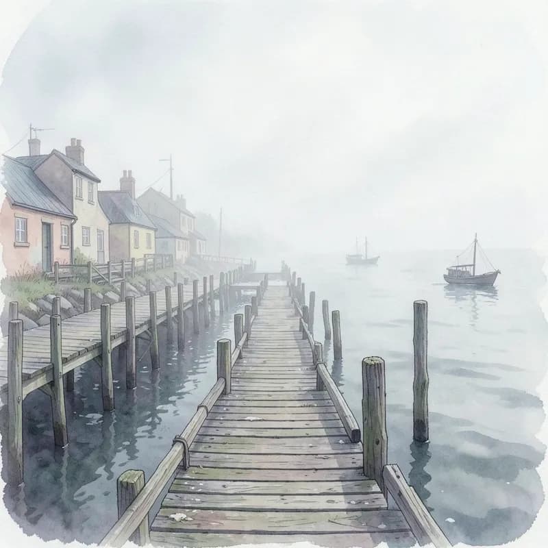 Seaside Village Slice of Life / Cozy interactive story — atmospheric illustration