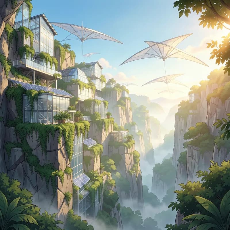 Green City Utopia Solarpunk interactive story — atmospheric illustration
