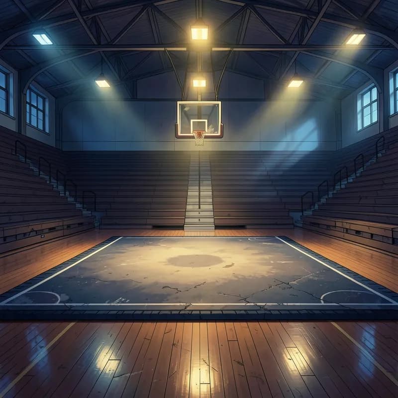 Gymnasium Sports Drama interactive story — atmospheric illustration