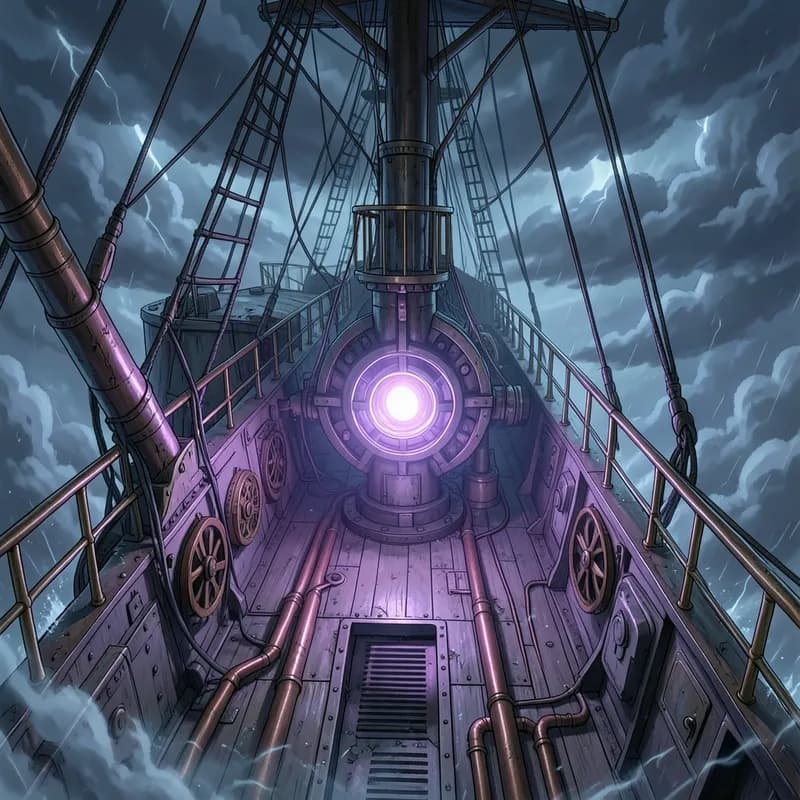Airship Deck Steampunk interactive story — atmospheric illustration