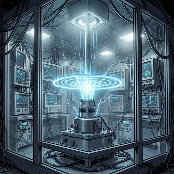 A high-tech containment cell with pulsing blue dampening fields and glowing monitors displaying erratic vitals.