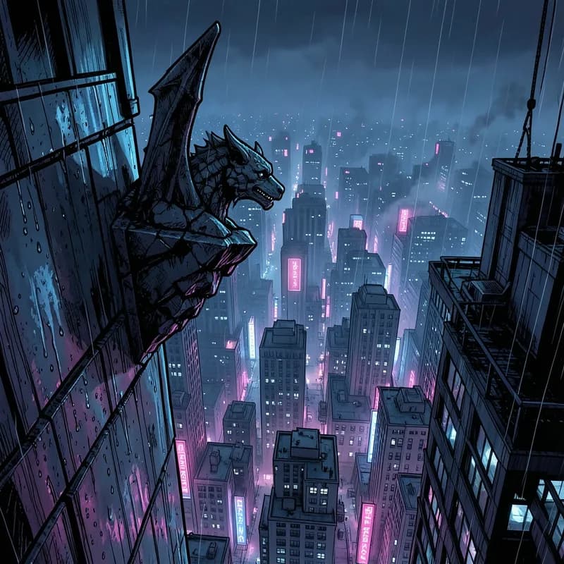 Metropolis Rooftop Superhero interactive story — atmospheric illustration