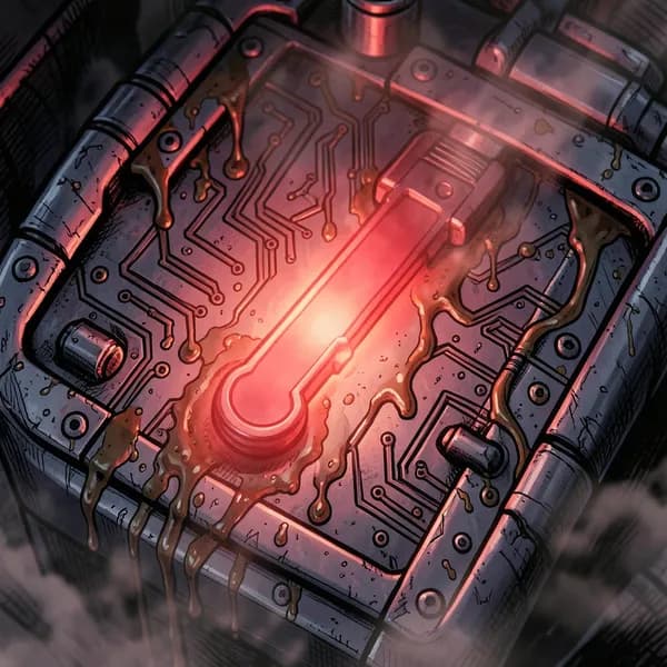 A close-up of a glowing crimson override key on a haptic interface panel, surrounded by complex circuitry.