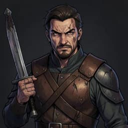 Hektor of the Broken Shield — Sword & Sorcery character portrait
