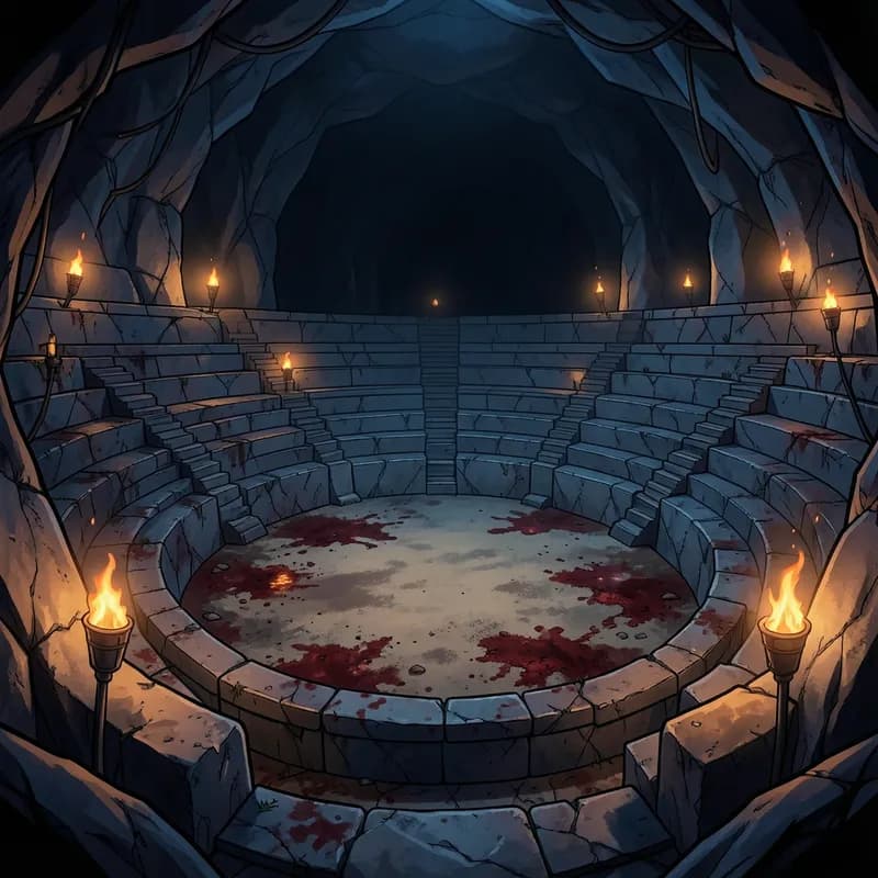 Underground Arena Sword & Sorcery interactive story — atmospheric illustration