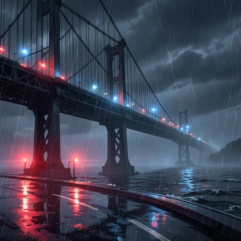 Bridge Standoff Thriller interactive story — atmospheric illustration