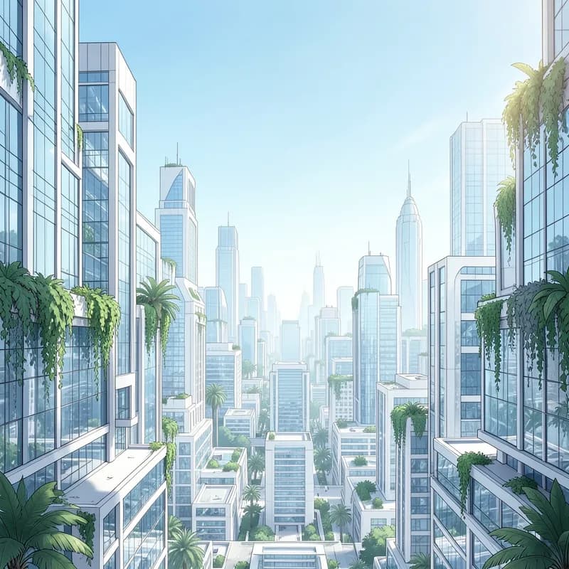 Future Utopia Time Travel interactive story — atmospheric illustration