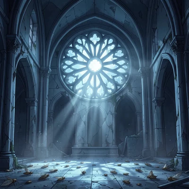Abandoned Cathedral Vampire Fiction interactive story — atmospheric illustration
