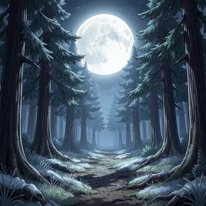 Moonlit Clearing Werewolf Fiction interactive story — atmospheric illustration