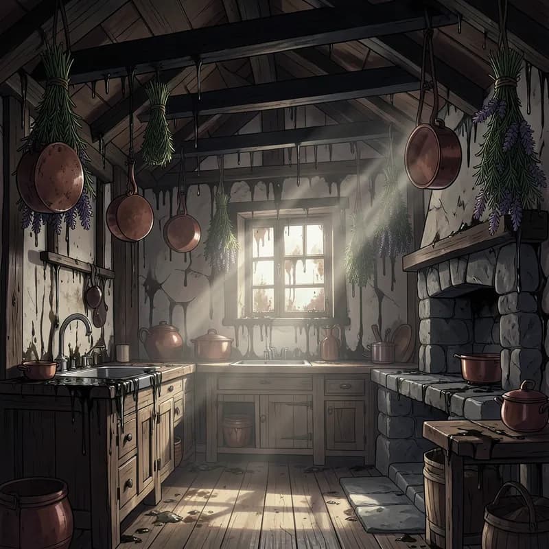 Enchanted Kitchen Witch Fiction interactive story — atmospheric illustration