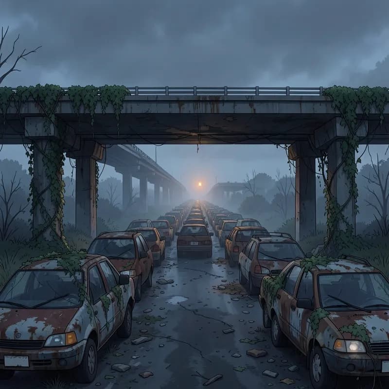 Safe Zone Search Zombie interactive story — atmospheric illustration